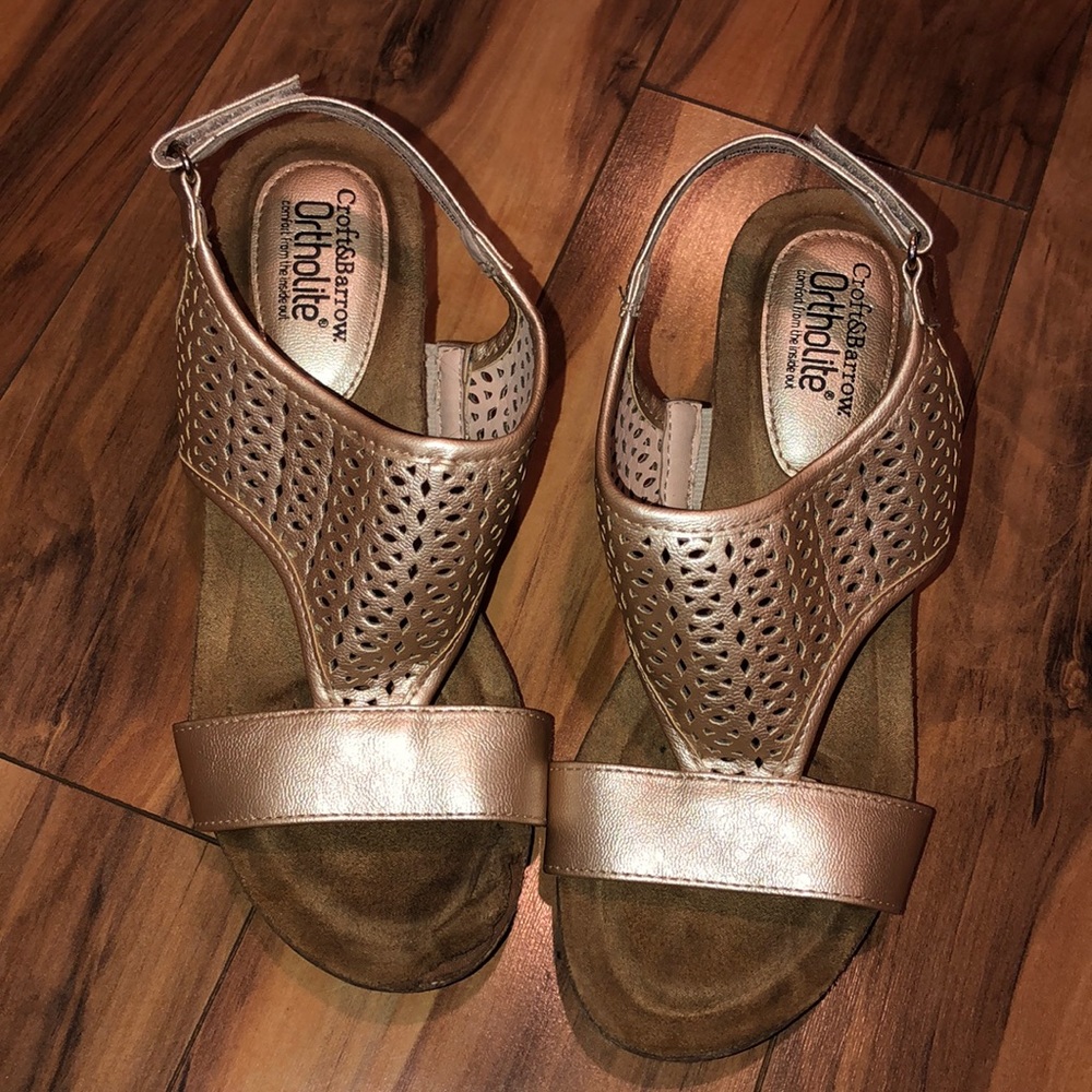 Rose Gold Wedge Sandals